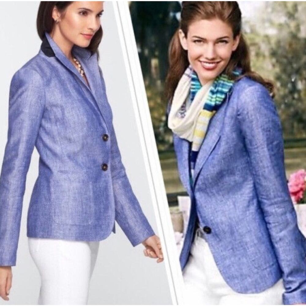 Talbots Blue Linen Blazer
